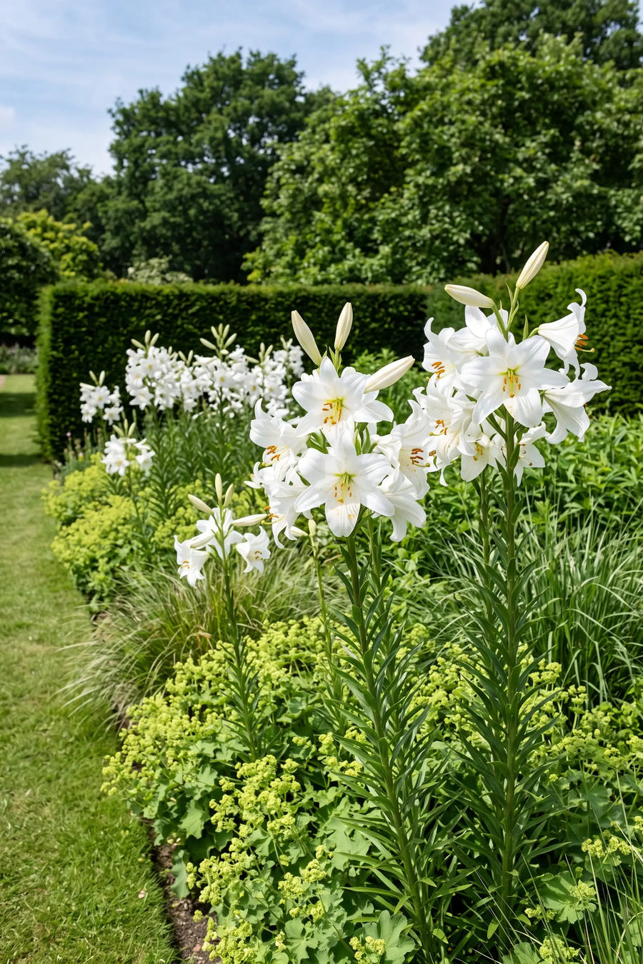 Lilium Candidum — groep in de tuinborder, extra beeld