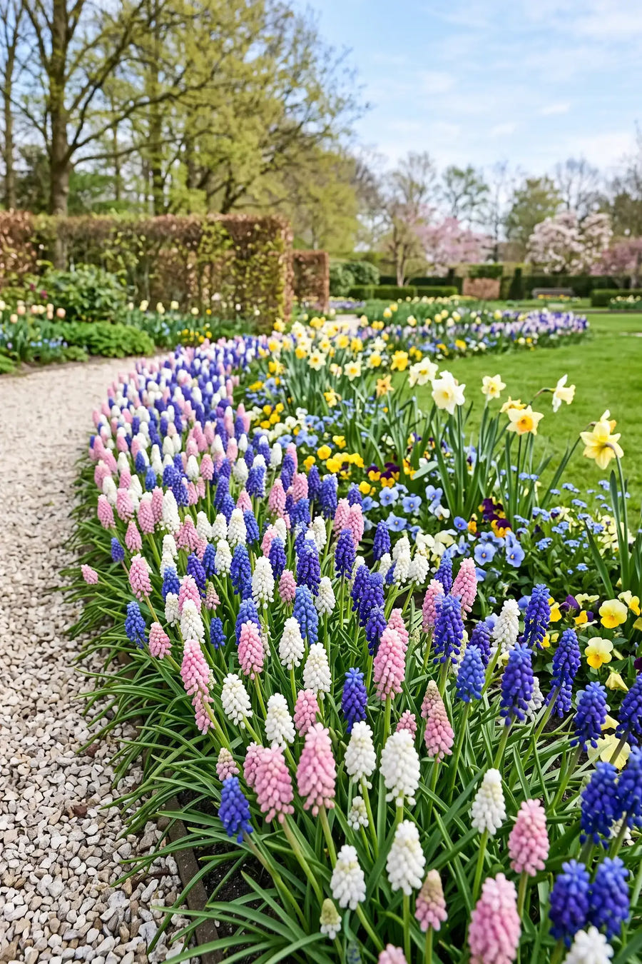Muscari Mixed — groep in de tuinborder