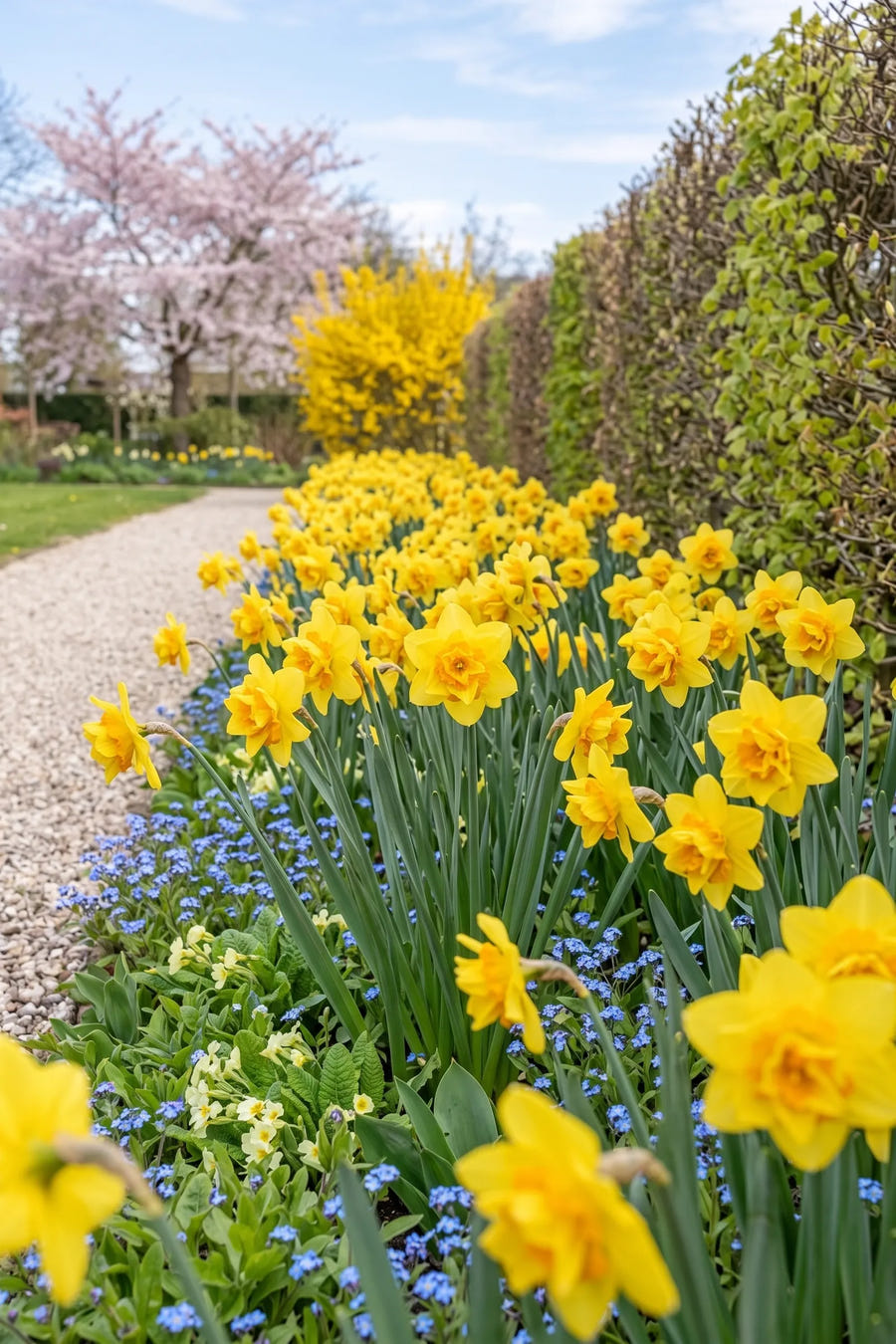 Narcissus Dick Wilden — groep in de tuinborder