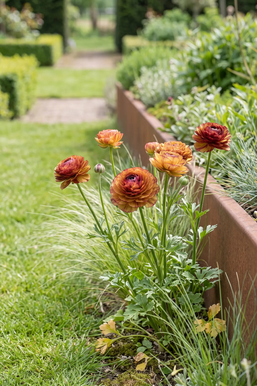 Ranunculus Cafe Picotee — in de tuin